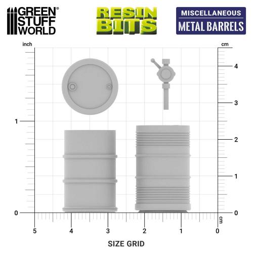 Green Stuff World: 3D Printed Resin Set - Metal Barrels (9) (1:35)