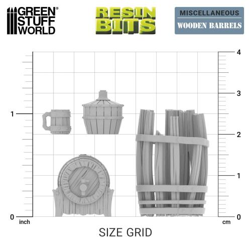 Green Stuff World: 3D Printed Resin Set - Wooden Barrels (7) (1:35)