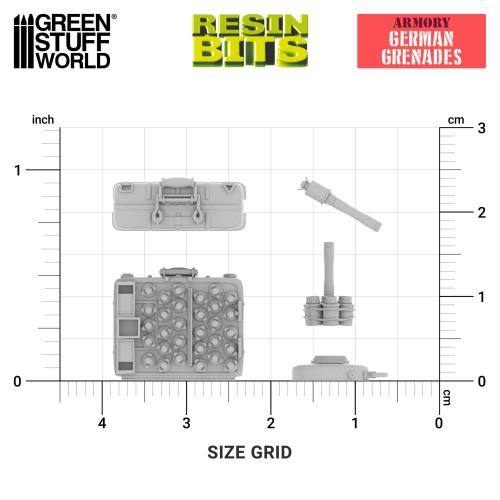 Green Stuff World: 3D Printed Resin Set - WWII German Grenades (41) (1:35)
