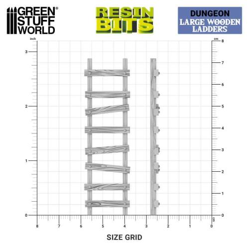 Green Stuff World: 3D Printed Resin Set - Large Wooden Ladders (6) (1:48-1:35)