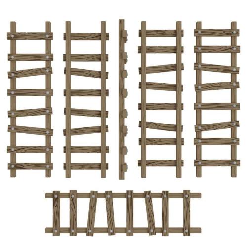 Green Stuff World: 3D Printed Resin Set - Large Wooden Ladders (6) (1:48-1:35)
