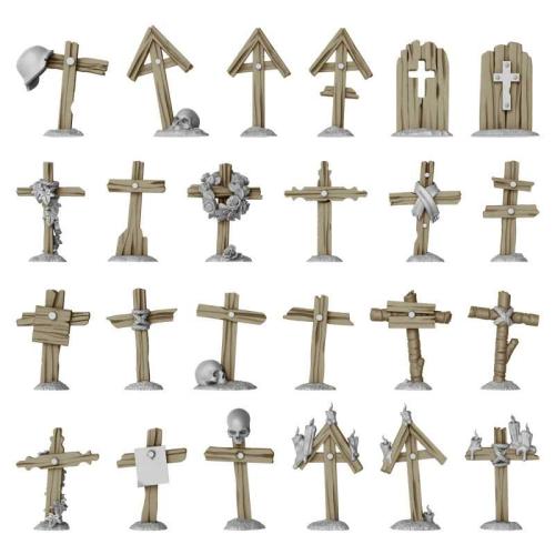 Green Stuff World: 3D Printed Resin Set - Trench Wooden Crosses (24) (1:48-1:35)