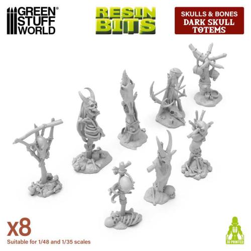 3D printed set - Dark Skull Totems (1:48-1:35) (8)