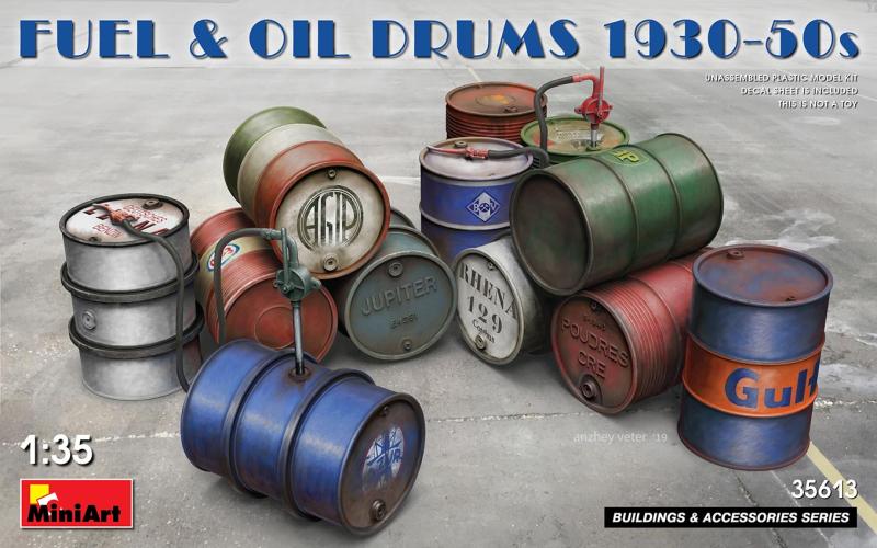 Fuel & Oil Drums 1930-50s 1/35