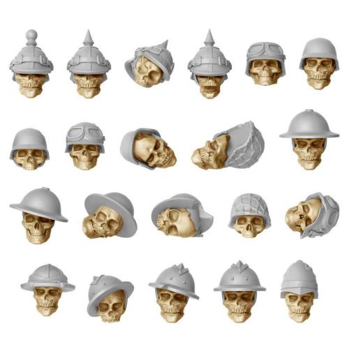 Green Stuff World: 3D Printed Resin Set - Skulls with Helmets (40) (1:48)