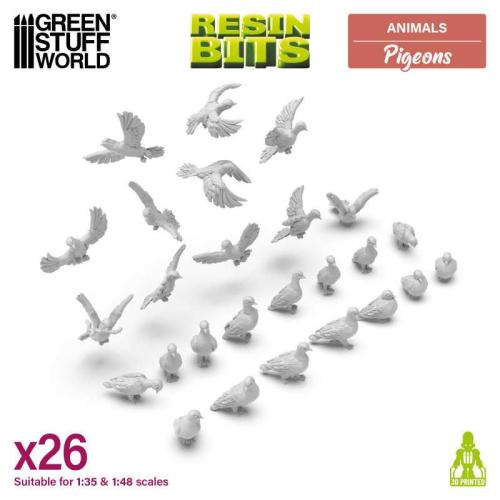 Green Stuff World: Pigeons Set - 3D Printed