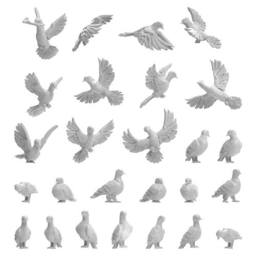 Green Stuff World: Pigeons Set - 3D Printed
