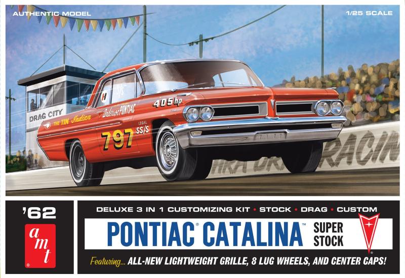 Super Stock Race Car 1962 Pontiac Catalina 3 in 1 Stock, Drag or Custom 1/25