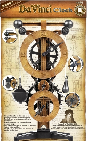 Leonardo da Vinci Clock (NO GLUE, moveable parts)