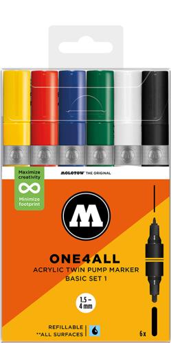 Molotow ONE4ALL Acrylic Twin Basic Set 1 – 6-pack