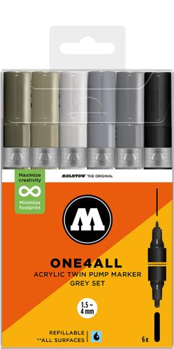 Molotow ONE4ALL Acrylic Twin Grey Set – 6-pack