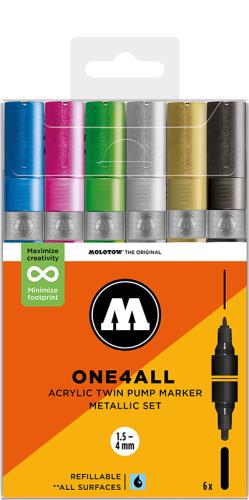 Molotow ONE4ALL Acrylic Twin Metallic Set – 6-pack