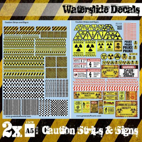 Waterslide Decals - Caution Strips and Signs