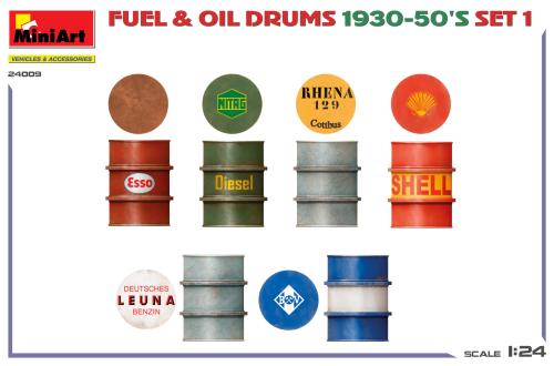 Fuel & Oil Drums 1930-50's German Type, Set 1 1:24