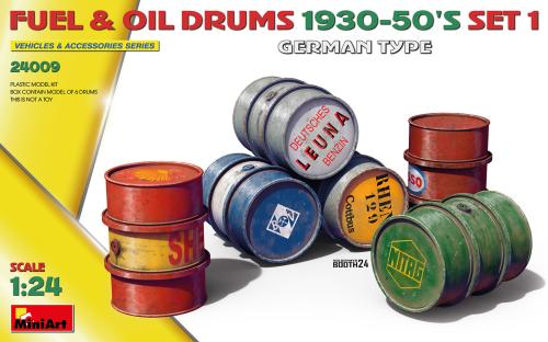 Fuel & Oil Drums 1930-50's German Type, Set 1 1:24