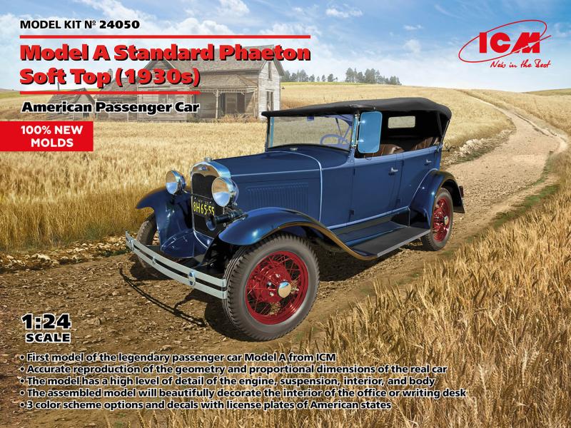 Model A Standard Phaeton Soft Top (1930s) American Passenger Car 1/24