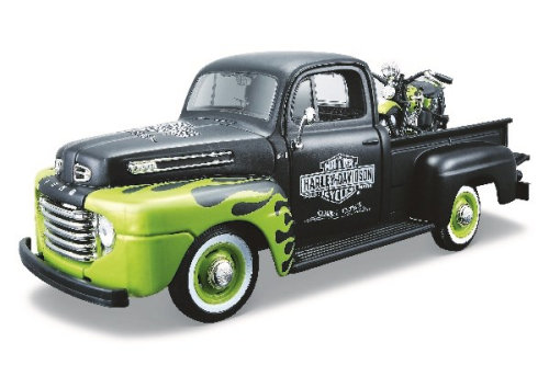 Harley-Davidson pick-up w/motor cycle 1:24 (osorterade färger)