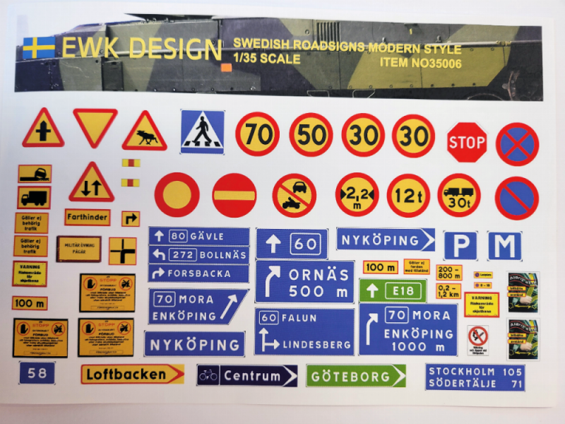 Swedish roadsigns modern style 1/35