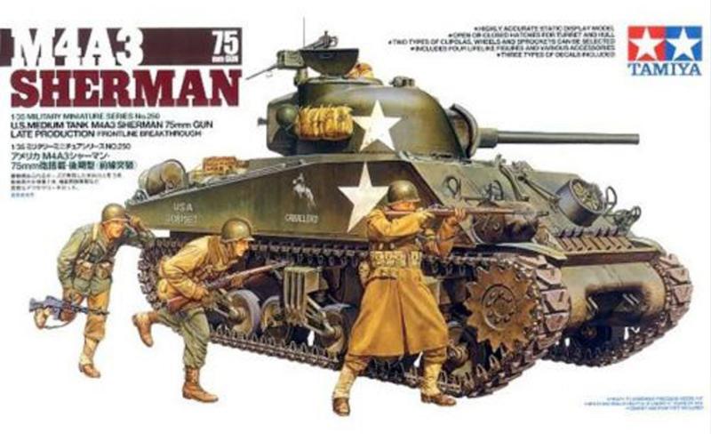 M4A3 Sherman w/75mm Gun & 3 figs 1/35