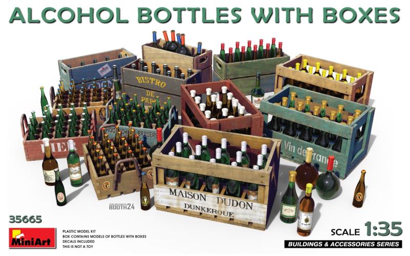 Alcohol Bottles With Boxes 1:35