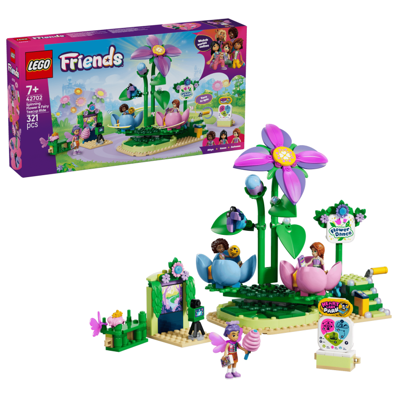 LEGO Friends Snurrande tekoppskarusell med blom- och älvtema 42702
