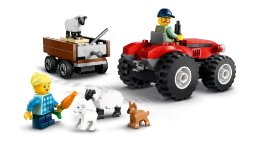 Lego City Röd jordbrukstraktor med Släp och Får