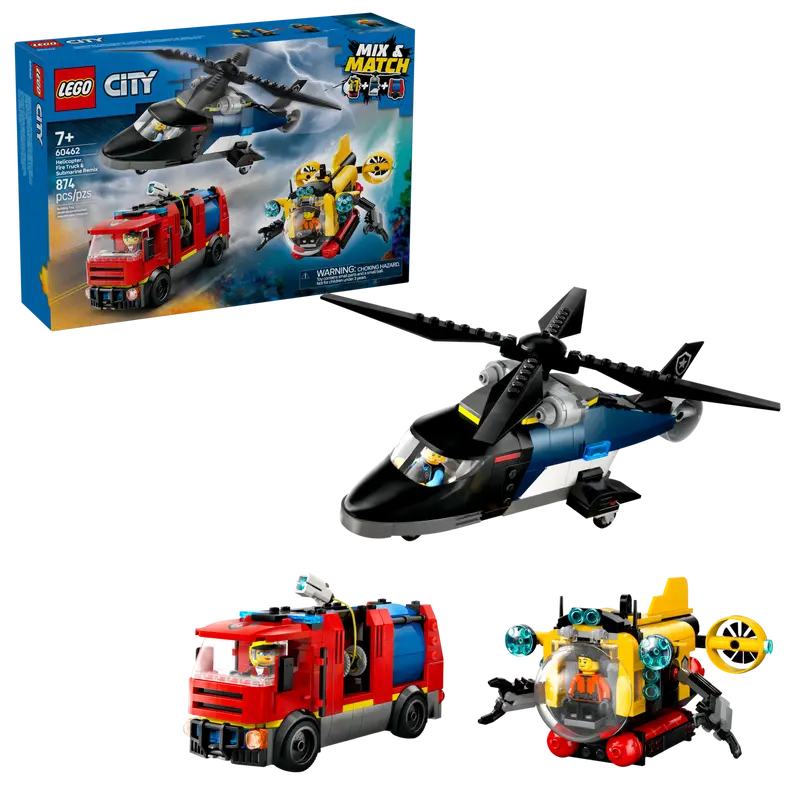 Lego City Helikopter, Brandbil och Ubåt