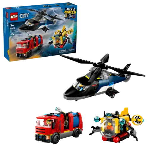 Lego City Helikopter, Brandbil och Ubåt