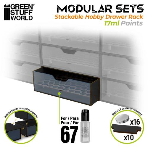 Stackable Hobby Paint Rack 17ml - Black (Magnetized)