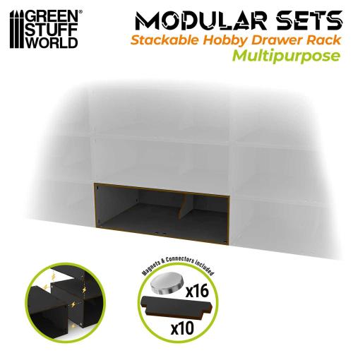 Stackable hollow storage module - Black (Magnetized)