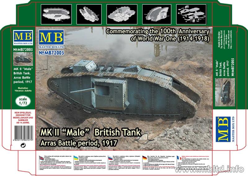 MK II "Male" British Tank Arras Battle period, 1917 1:72