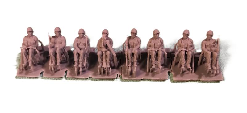 Swedish 1940-1950s m39 Uniform Sitting troop, 8 x 3D Printed Figures 1:72