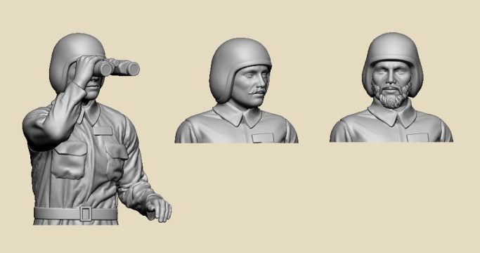 Swedish 1950-1960s m43 Uniformed Tank Crews, 3 x 3D Printed Figures 1:72