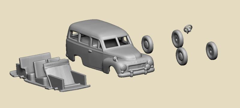 Volvo PV445 Staff Car. 3D Printed 1:72