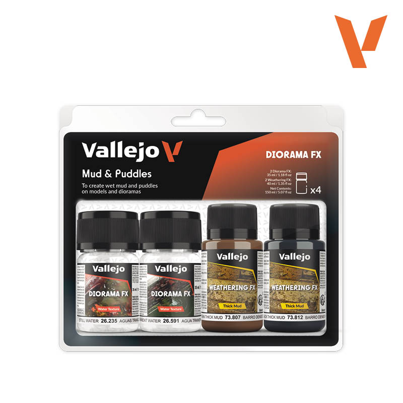 Vallejo Diorama FX Mud Puddles 4 Texturer F r V t Terr ng 2x35ml Vallejo Diorama FX Mud Puddles 4 Texturer F r V t Terr ng 2x35ml
