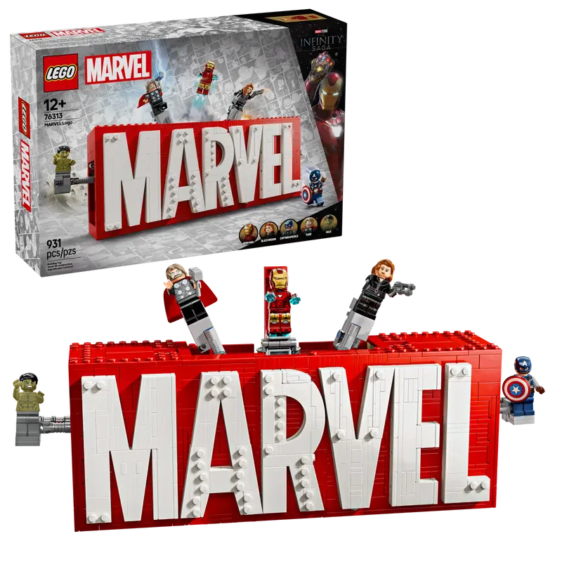 Lego Super Heroes MARVEL Logotyp och Minifigurer