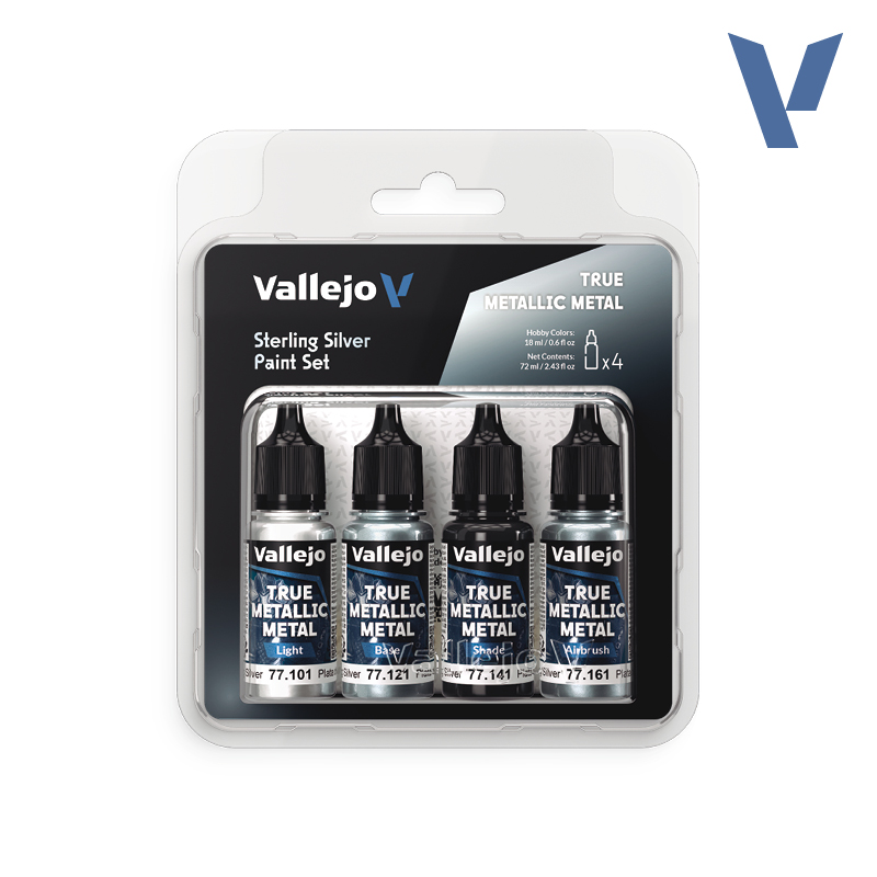 Vallejo True Metallic Metal: Sterling Silver Paint Set (4x18ml)