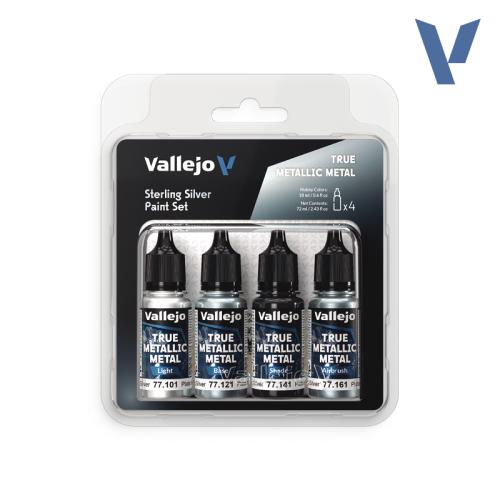 Vallejo True Metallic Metal: Sterling Silver Paint Set (4x18ml)