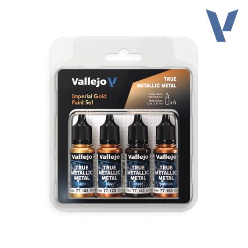 Vallejo True Metallic Metal: Imperial Gold Paint Set (4x18ml)