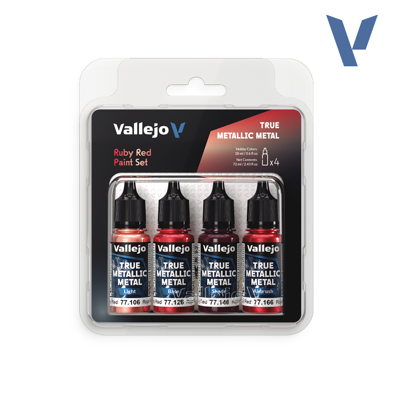 Vallejo True Metallic Metal: Ruby Red Paint Set (4x18ml)