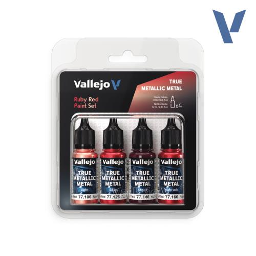 Vallejo True Metallic Metal: Ruby Red Paint Set (4x18ml)
