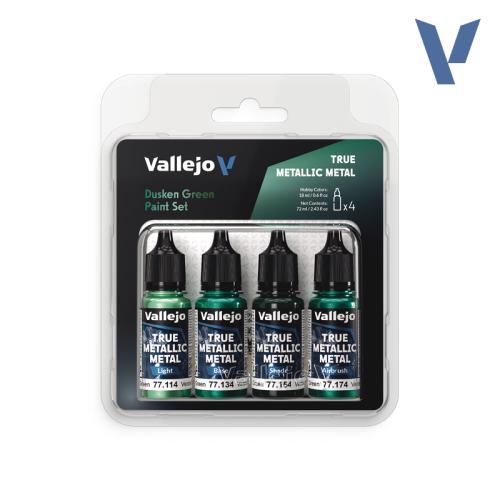 Vallejo True Metallic Metal: Dusken Green Paint Set (4x18ml)