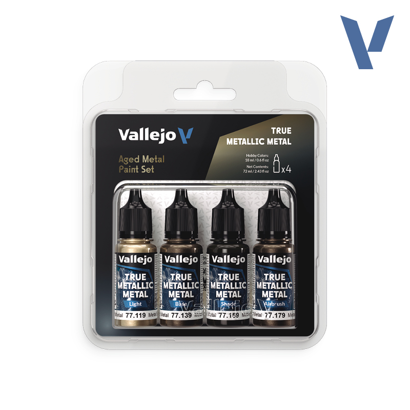 Vallejo True Metallic Metal: Aged Metal Paint Set (4x18ml)