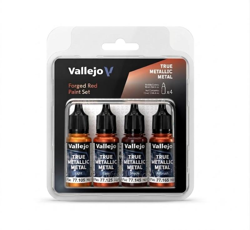 Vallejo True Metallic Metal: Forged Red Paint Set (4x18ml)
