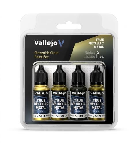 Vallejo True Metallic Metal: Greenish Gold Paint Set (4x18ml)