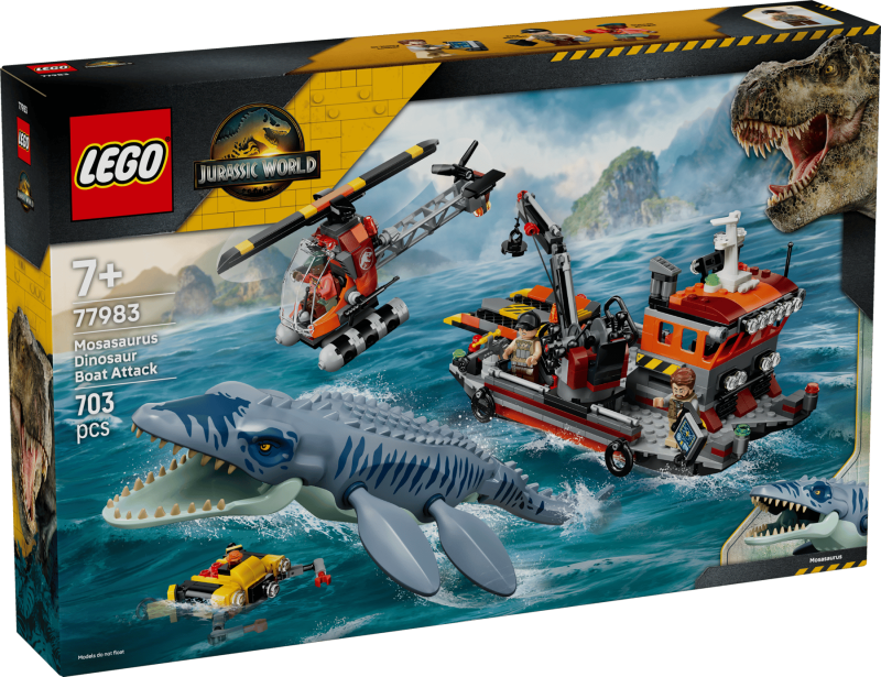 LEGO Jurassic World Dinosaurieattack med båt och mosasaurus 77983