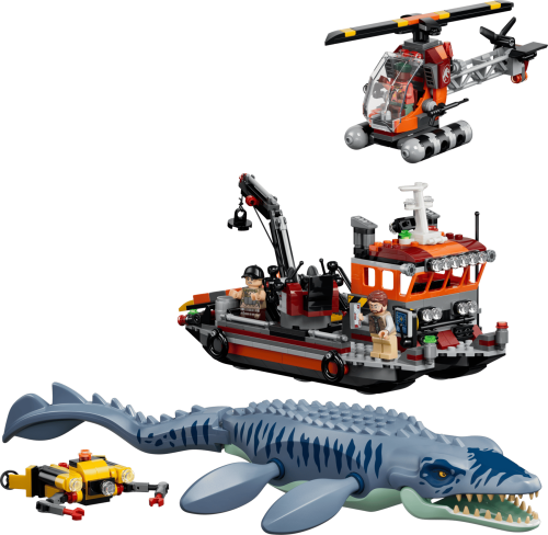 LEGO Jurassic World Dinosaurieattack med båt och mosasaurus 77983
