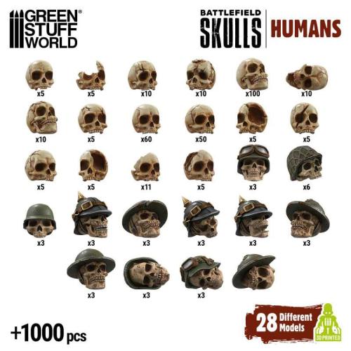 1000x Battlefield Resin Skulls (1:48-1:35)