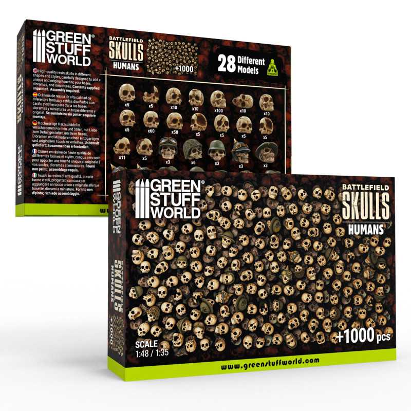 1000x Battlefield Resin Skulls (1:48-1:35)