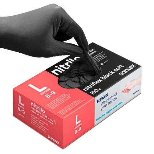 Black Nitrile Gloves - Large